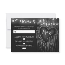 Cartão RSVP de casamento elegante de árvore chalkb