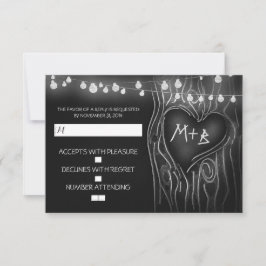 Cartão RSVP de casamento elegante de árvore chalkb