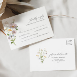 Cartão RSVP de Casamento Elegante de Flor Selvagem