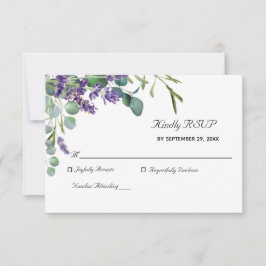 Cartão RSVP de Casamento Elegante de lavanda e Euc