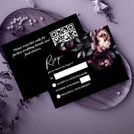 Cartão RSVP de casamento elegante de noir de cor e