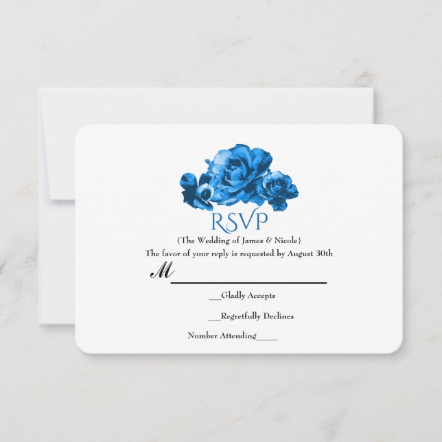 Cartão RSVP de Casamento Elegante de Rosas de Água (Frente)