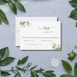 Cartão RSVP de Casamento Elegante White Magnolias