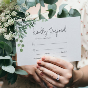 Cartão RSVP de Casamento Eucalyptus