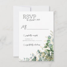 Cartão RSVP de Casamento Eucalyptus Elegante
