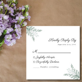 Cartão RSVP de Casamento Eucalyptus Watercolor