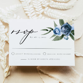 Cartão RSVP de Casamento Floral Azul MILENA Dusty