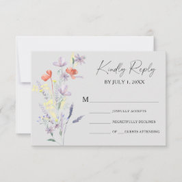 Cartão RSVP de Casamento Floral Boho