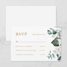 Cartão RSVP de Casamento Floral Branco Bonito