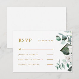 Cartão RSVP de Casamento Floral Branco Bonito