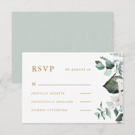 Cartão RSVP de Casamento Floral Branco Bonito