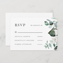 Cartão RSVP de Casamento Floral Branco Bonito