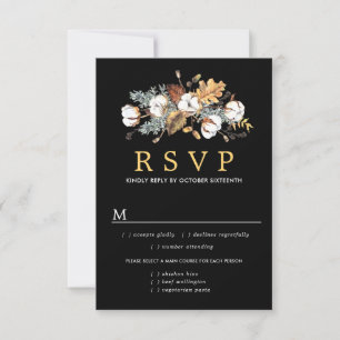 Cartão RSVP de Casamento Floral Branco de Queda, O
