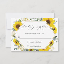 Cartão RSVP de Casamento Floral Chic Sunflower