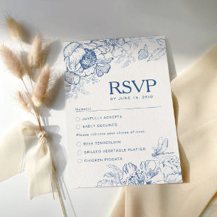 Cartão RSVP de Casamento Floral Chinoiserie