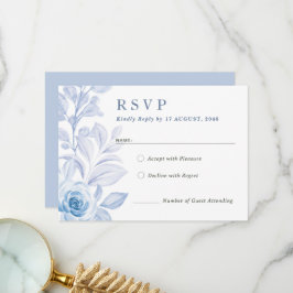 Cartão RSVP de Casamento Floral Clássico Romântico