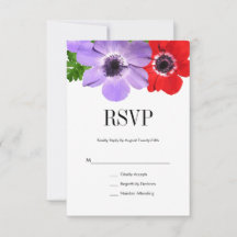 Cartão RSVP de Casamento Floral de Anemone de Wate