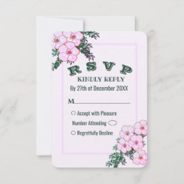 Cartão RSVP de Casamento Floral de Anemone Verde R