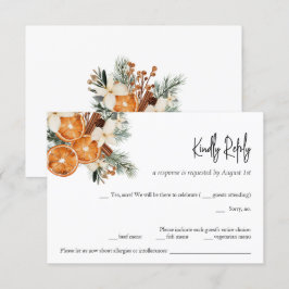 Cartão RSVP de Casamento floral de Boho de inverno