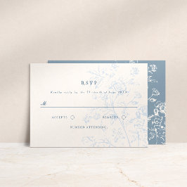 Cartão RSVP de Casamento Floral de Dusty Blue Chin