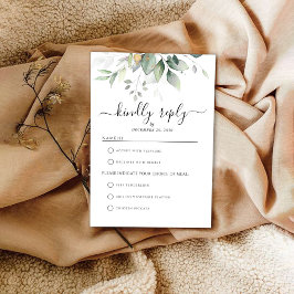 Cartão RSVP de Casamento Floral de Eucalyptus Dour