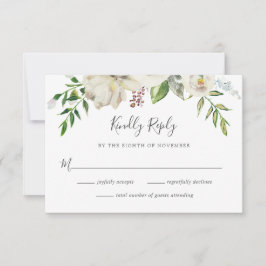 Cartão RSVP de Casamento Floral de Gilded Blooms