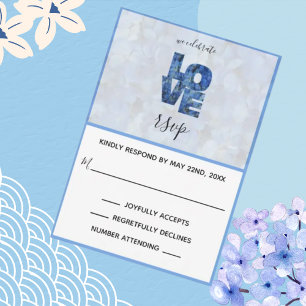 Cartão RSVP de Casamento Floral de Hydrangea Blue