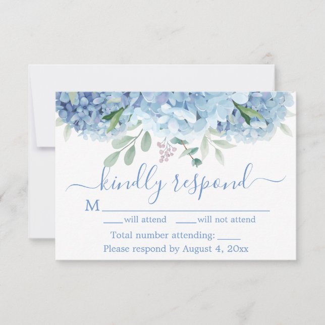 Cartão RSVP de Casamento Floral de Hydrangeas Púrp (Frente)