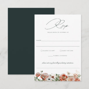 Cartão RSVP de Casamento Floral de outono de Emera