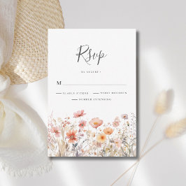 Cartão RSVP de Casamento Floral de Peach Wildflowe