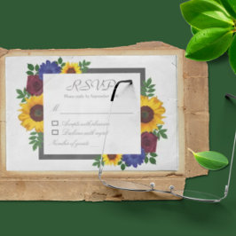 Cartão RSVP de Casamento Floral de Rosa de Girasso