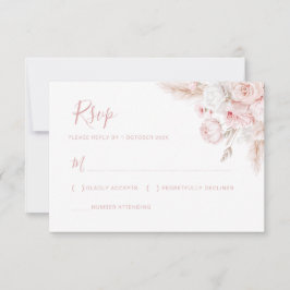 cartão rsvp de casamento floral de rosa empoeirado