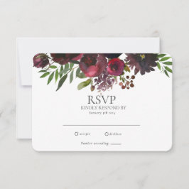 Cartão RSVP de Casamento Floral de Rosa vermelha B