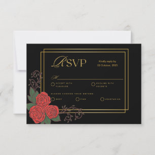 Cartão RSVP de Casamento Floral de Rosa vermelha D