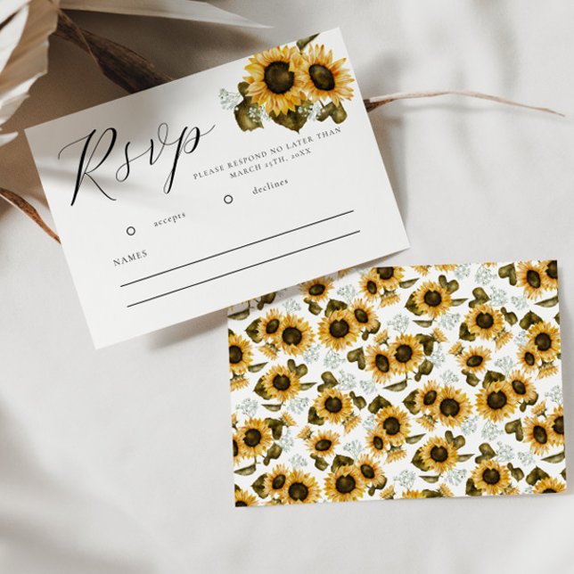 Cartão RSVP de Casamento Floral de Sunflower Summe (Criador carregado)