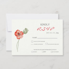 Cartão RSVP de casamento floral do bonito Red Popp