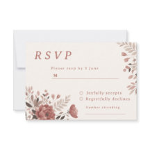 Cartão RSVP de Casamento Floral Dusty Rosa
