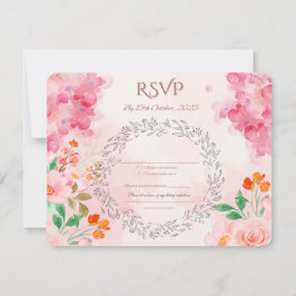 Cartão RSVP de Casamento Floral Elegante | Aquarel
