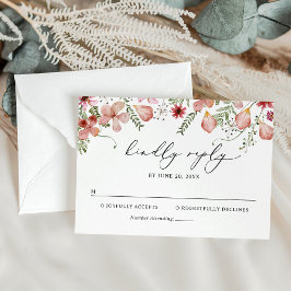 Cartão RSVP de Casamento Floral Elegante Boho