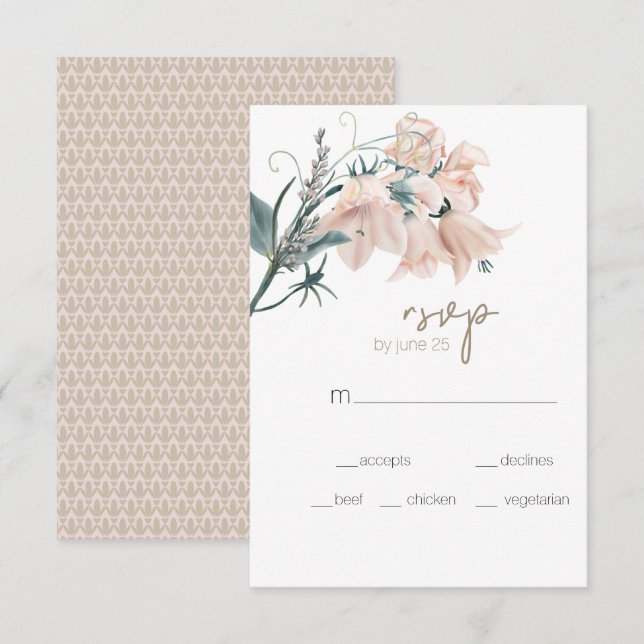 Cartão RSVP de Casamento Floral Elegante Elegante  (Frente/Verso)