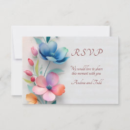 Cartão RSVP de casamento floral minimalista