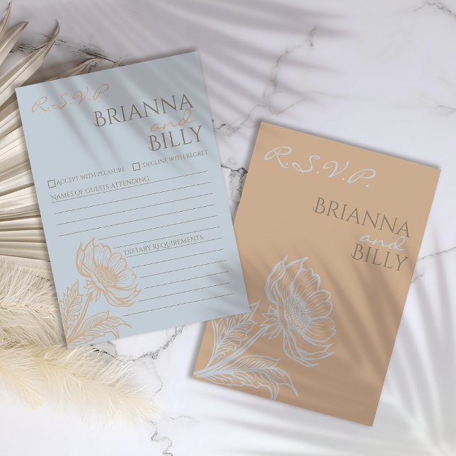 Cartão RSVP de Casamento Floral Minimalista (Criador carregado)