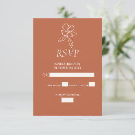 Cartão RSVP de Casamento Floral Mínimo Terracotta
