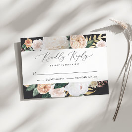Cartão RSVP de Casamento Floral Moderno Boho Bloom