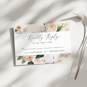 Cartão RSVP de Casamento Floral Moderno Boho Bloom