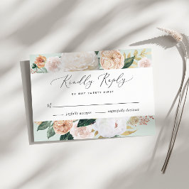 Cartão RSVP de Casamento Floral Moderno Boho Bloom