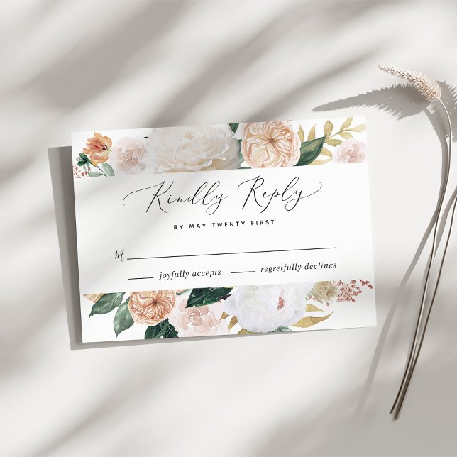 Cartão RSVP de Casamento Floral Moderno Boho Bloom (Criador carregado)