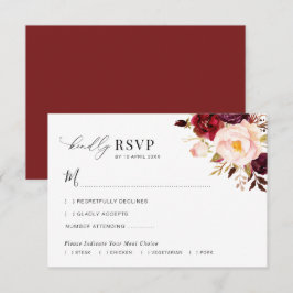 Cartão RSVP de Casamento Floral Moderno e Blush