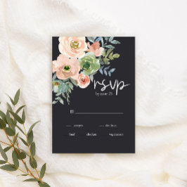 Cartão RSVP de Casamento Floral Pastel Marinho Ver
