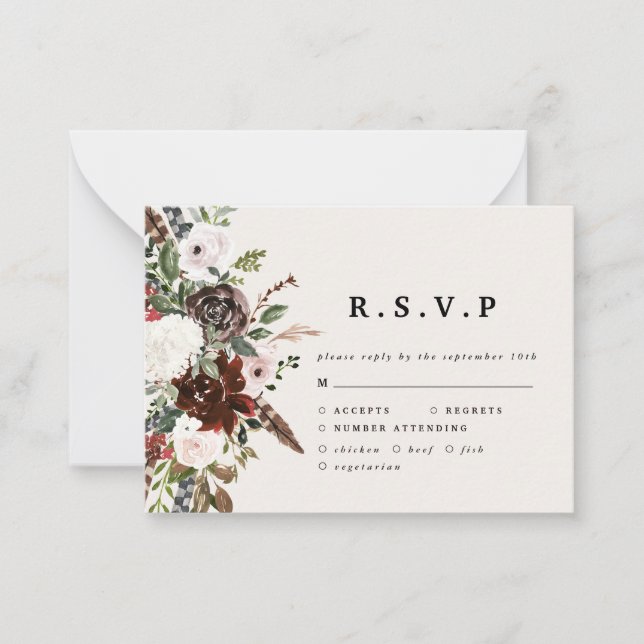 cartão RSVP de casamento floral R.S.V.P (Frente)